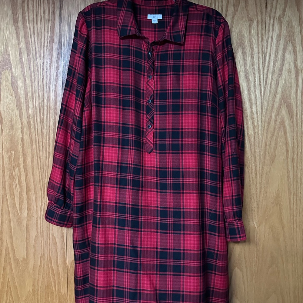 J. Jill Red and Black Plaid Dress